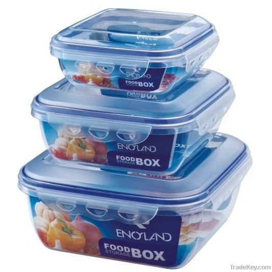 Stackable Plastic Food Storage Box, 3-piece set.