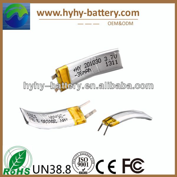 Smallest Curved Battery 43mAh 3.7V Lipo Battery Rechargeable Battery for Fitness Bands,Watch