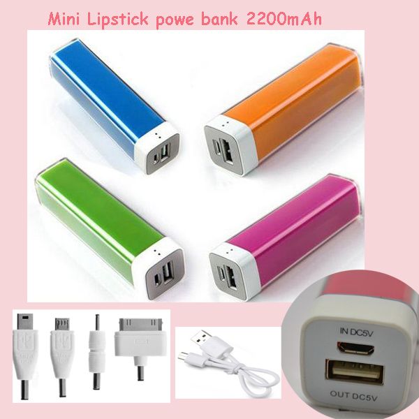 Lipstick 2600mAh Portable Power Bank External Backup Power Bank for iPhone5/5s, Mobile Phone Battery