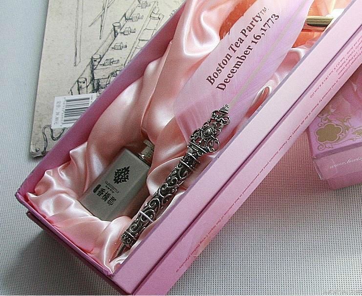 goose feather fountain pen set promotional pen for wedding gift