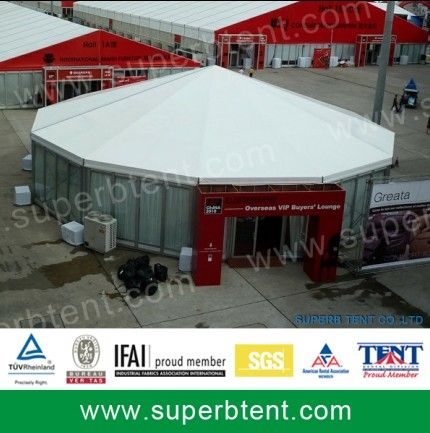 alumininum and pvc party tent with glass wall