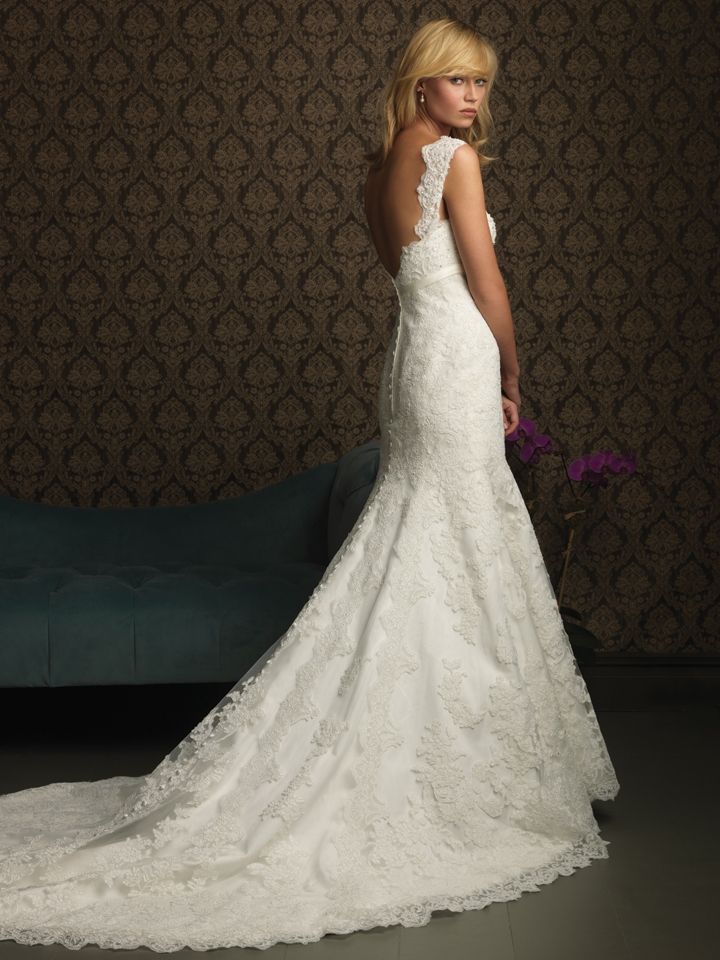 A Line Sweetheart Empire Floor Length with Crystal Lace Wedding Dress