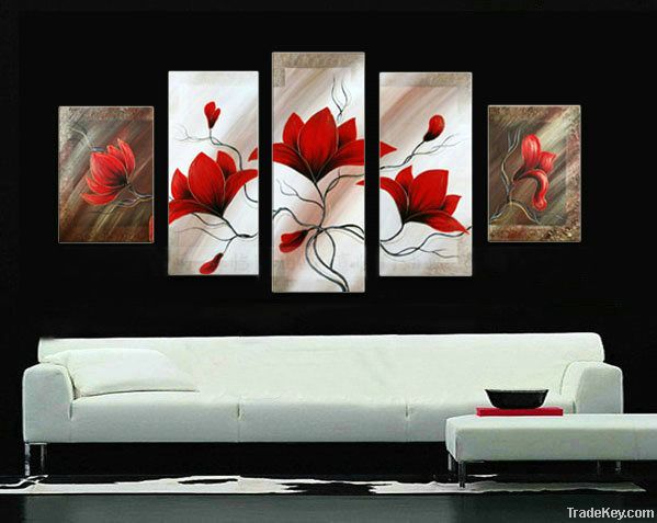 hand-painted red flower painting Deco wall Art Paint Oil painting on c