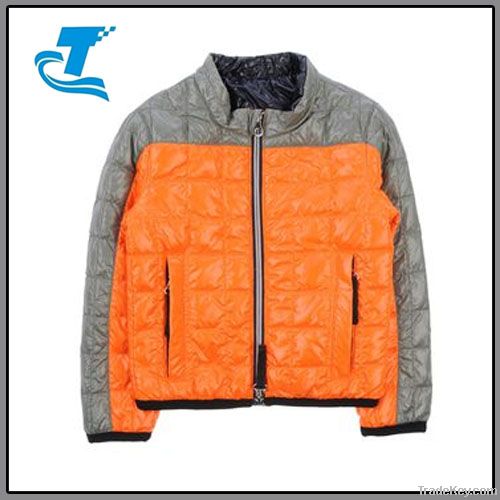 2014 Boy's Two-tone Pattern Down Jacket Without Hood