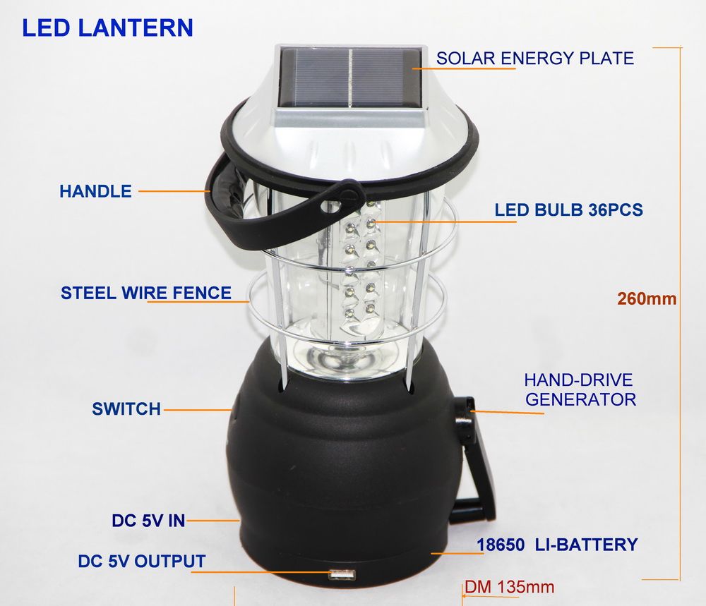 LED solar camping lantern