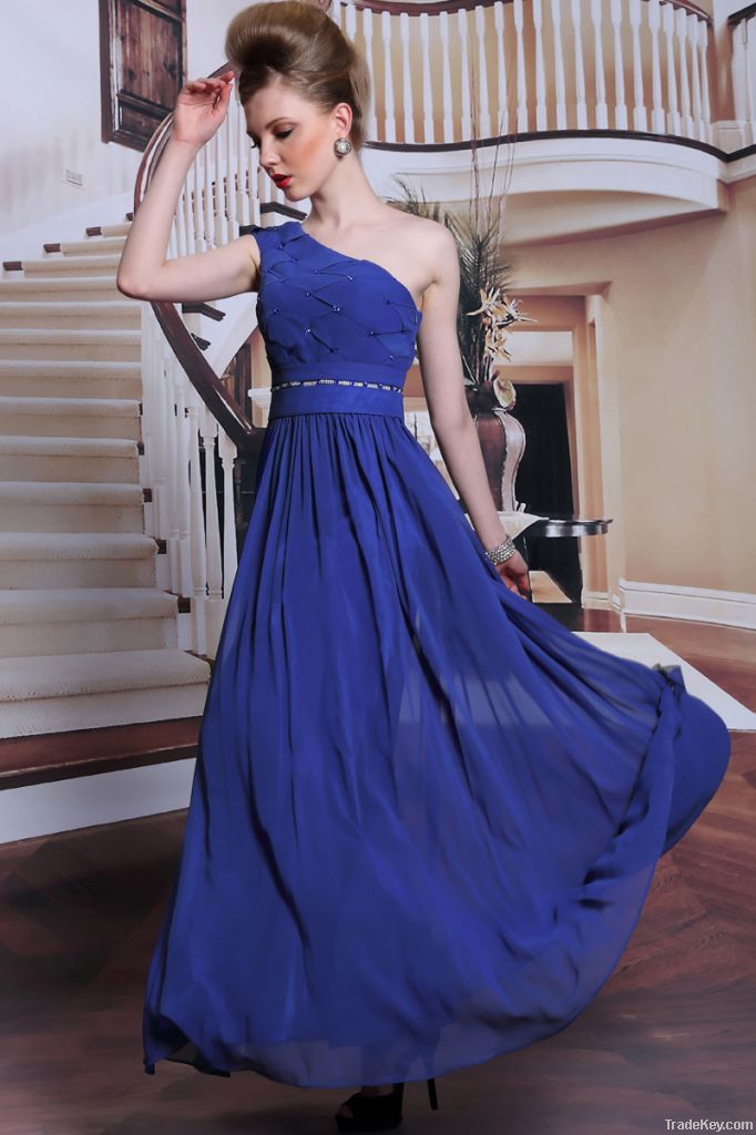 Dorisqueen latest design royal blue one shoulder  evening dress
