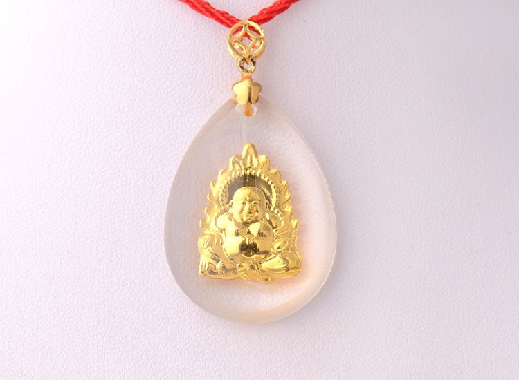 Crystal crystal new Maitreya Buddha Pendant inlaid with gold