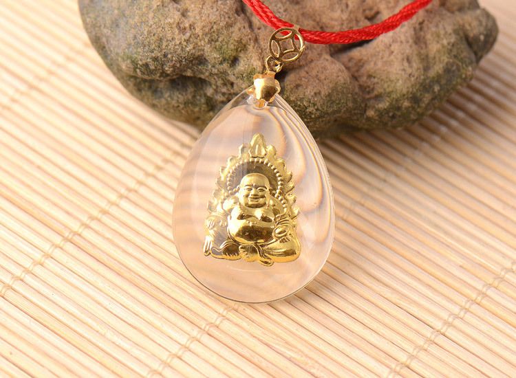 Crystal crystal new Maitreya Buddha Pendant inlaid with gold