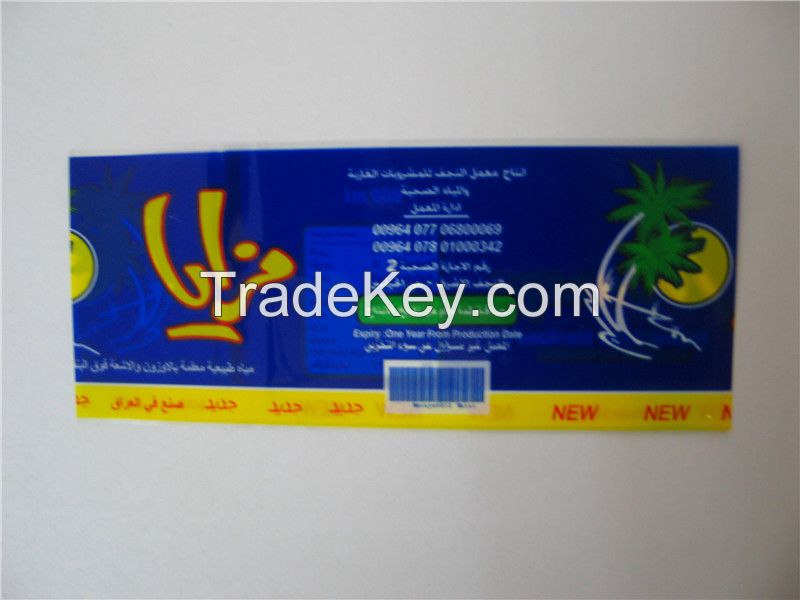 30u customized shrink plastic water bottle labels 