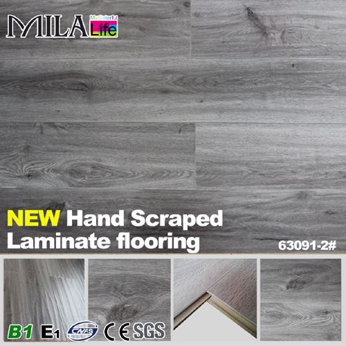 U-Groove Laminate Flooring with Handscraped Water-proof Waxed AC3