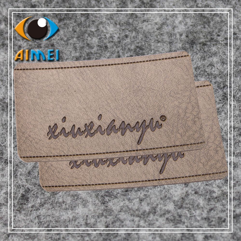 Custom leather tags for Clothing Jeans PU leather label custom brand name Leather Garment Labels key label tags for handwork