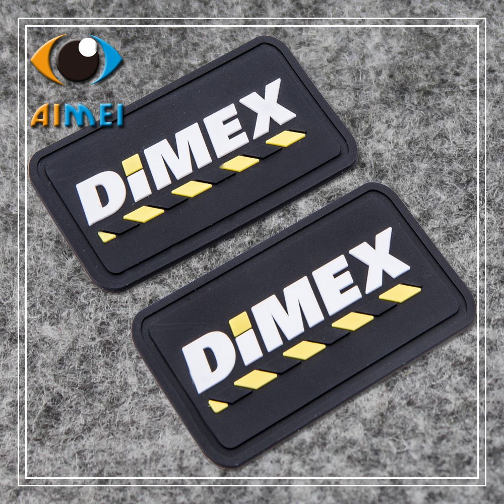 customized Colorful Rubber Badges with Adhesive Fastener Tape 3D logo PVC rubber clothing labels with loop and hook for bags
