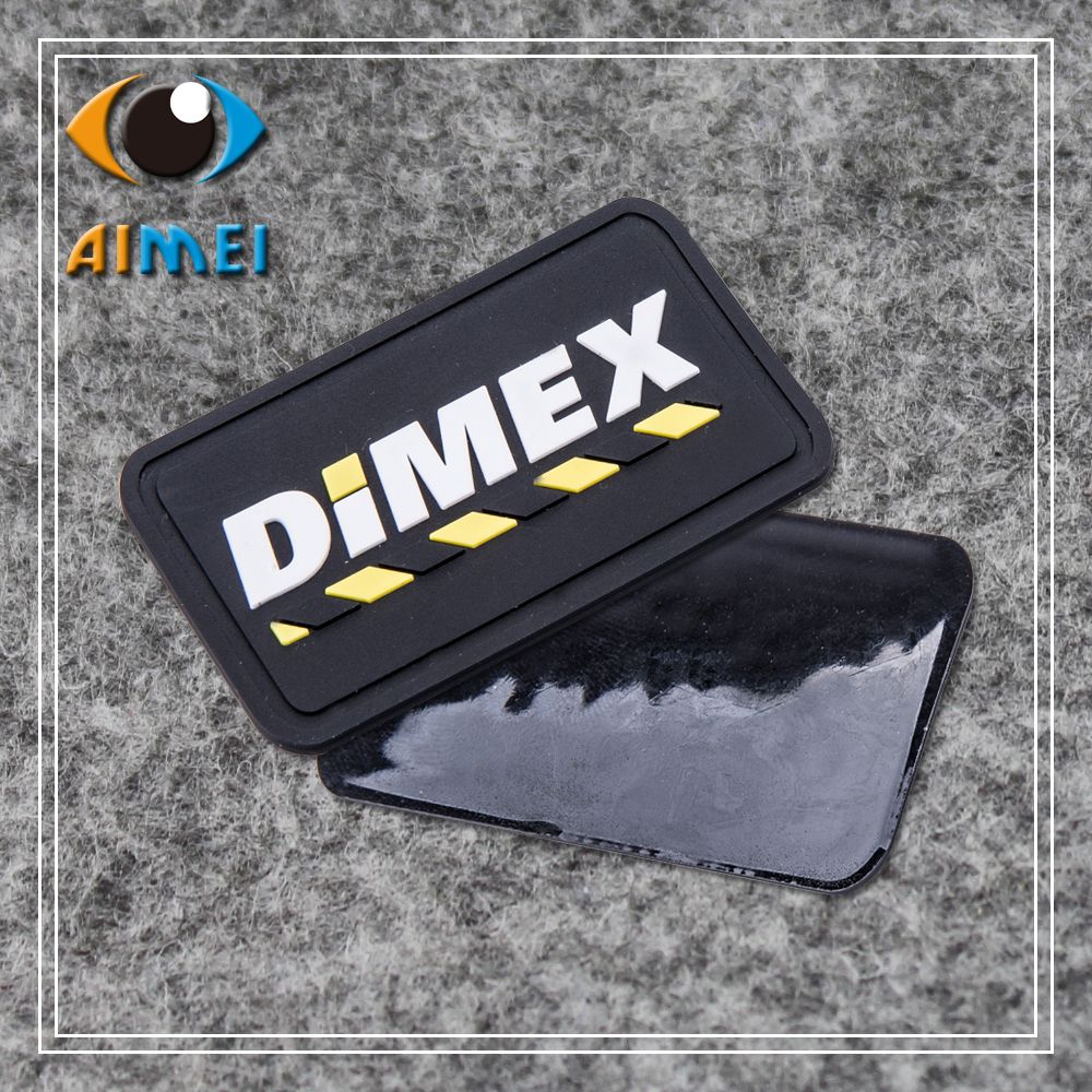 customized Colorful Rubber Badges with Adhesive Fastener Tape 3D logo PVC rubber clothing labels with loop and hook for bags