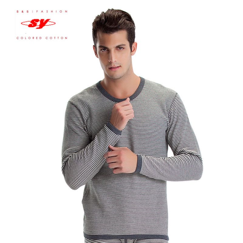 Autumn winter printed bamboo charcoal thermal underwear men's suits