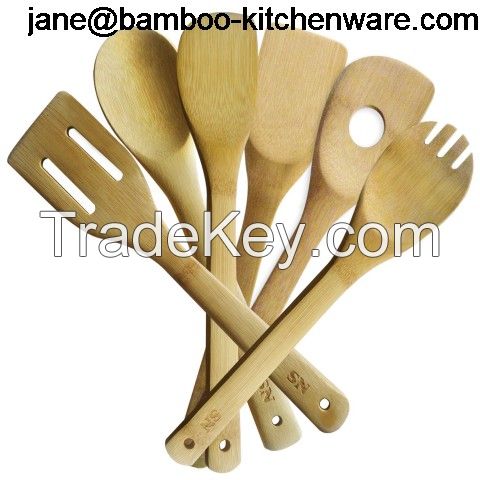 Bamboo Wood Kitchen utensil holder 6 Piece Set