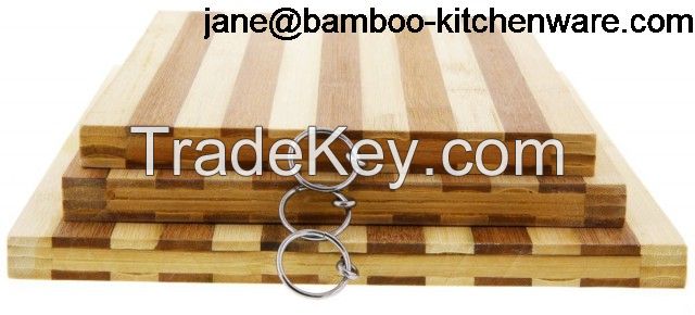 Juvo Bamboo Cutting Board with ring  Solid 3 layer chopping Set