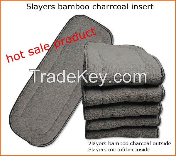 5Layer Charcoal Bamboo Inserts Chaning Mat Diaper Liner For Cloth Diap