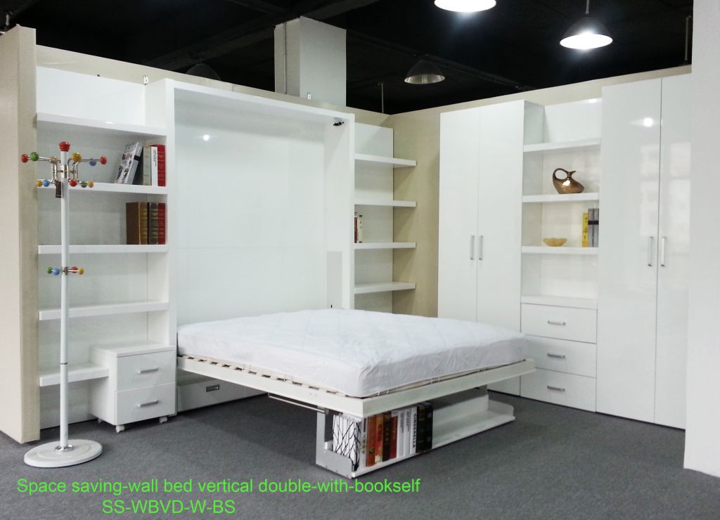 murphy bed double wall bed with folding bookshelf