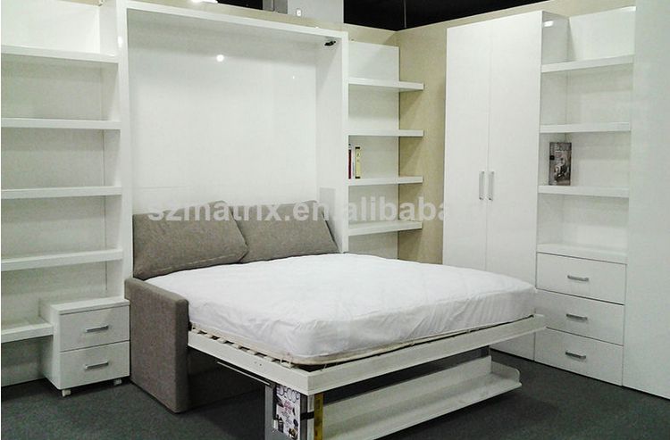 Vertically Opening Double Wall Bed With A Sofa To The Front , BookShelf Available 