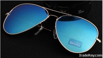 Metal Aviator Sunglasses with blue mirror lenses