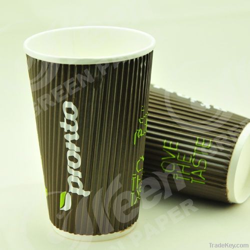 eco-friendly vertical ripple paper hot coffee cup