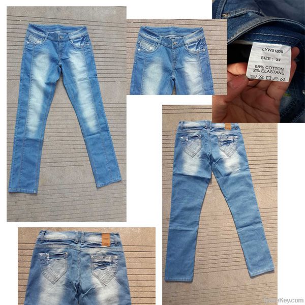 20, 680pcs Men & Ladies 100%cotton vogue straight jeans(enzyme+ white w