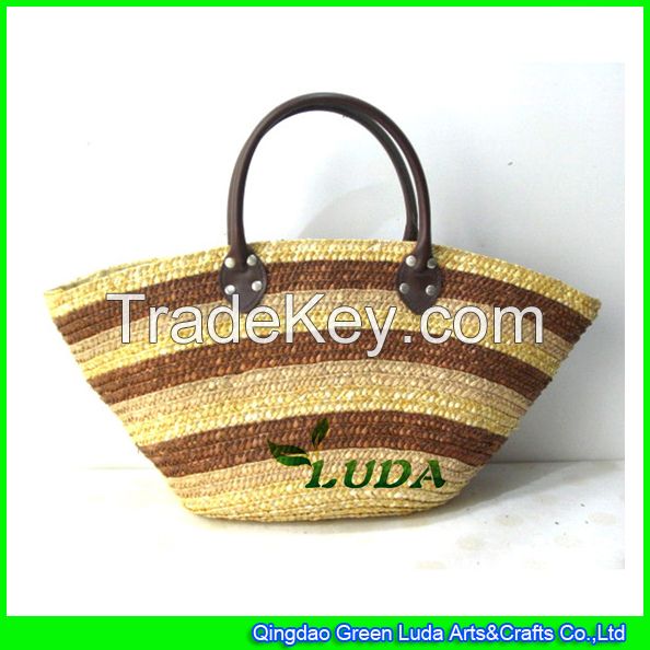 LDMC-079 wholesale striped women wheat straw bags