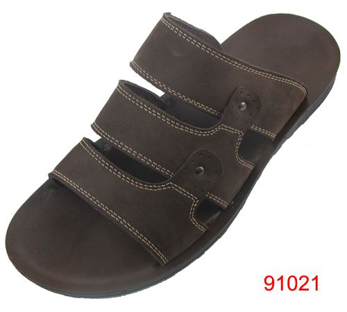 three straps elegant leather men slippers