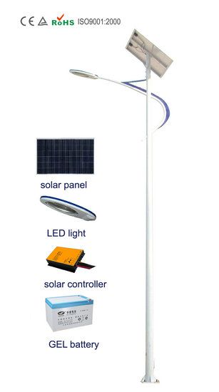  CE ISO TUV RoHS solar LED street light 5m 20w