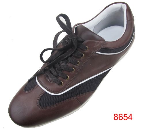 dark brown casual sport calfskin men shoes
