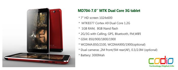 MD704-7.0" MTK Dual Core 3G Tablet