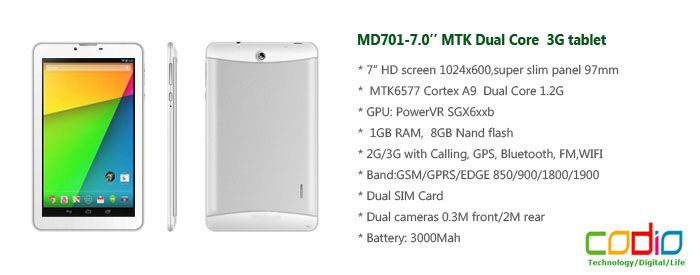 MD701-7.0" MTK Dual Core 3G Tablet