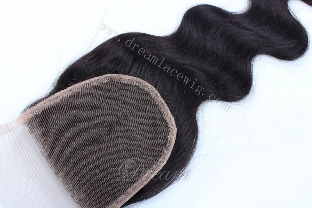 Cheapest virgin brazilian hair lace top closures 4x4"swiss lace closure bleached knots straight hair ,Free shipping