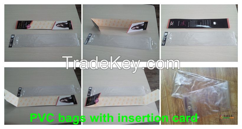 Custom pvc hair packing bag, vinyl wig bag, plastic hair extension bag