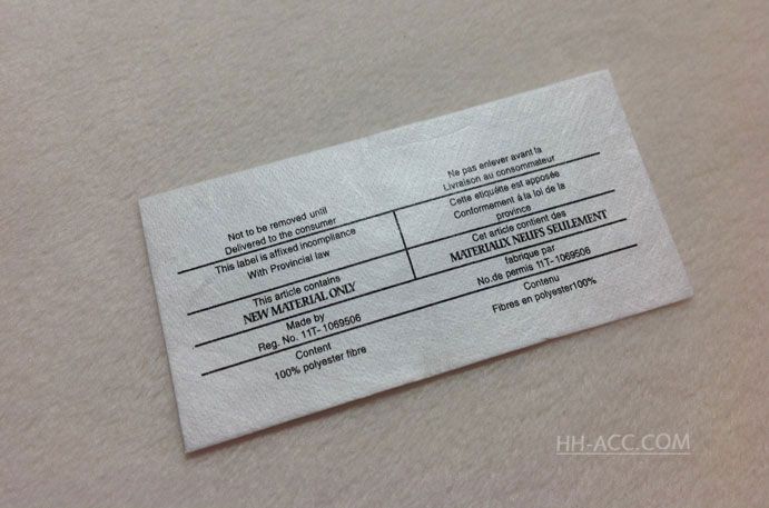 Wash Care Label for Garment