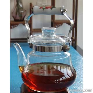 Glass tea/coffee pot with ceramic handle