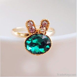 rabbit rhinestone ring