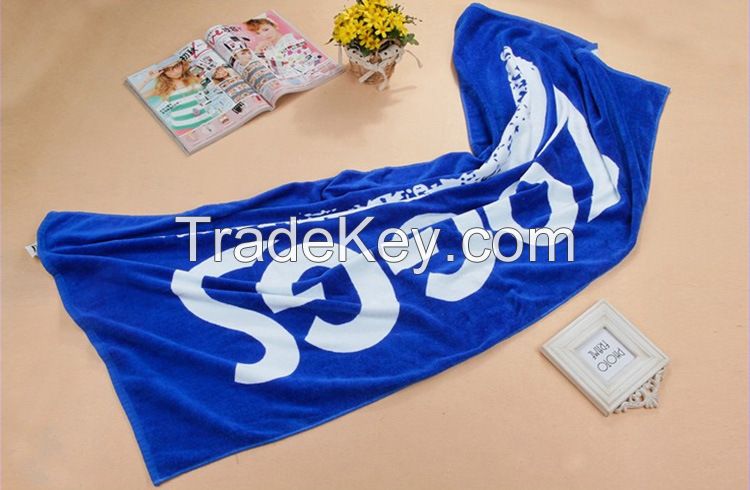 100% Cotton Custom Promotional Velour Reactive Printed Beach Towel