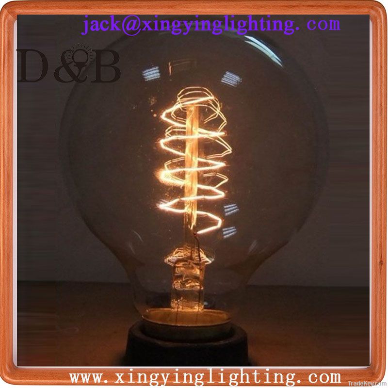G80 spiral squirrel cage  edison lamp Vintage Antique Bulb-filament