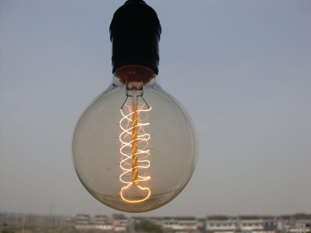 G80 spiral squirrel cage  edison lamp Vintage Antique Bulb-filament