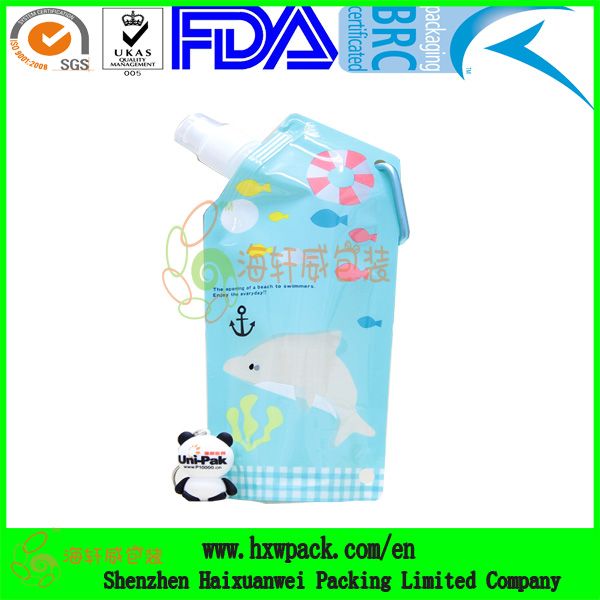stand up plastic bag with spout for drinking water