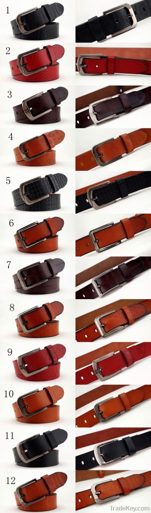 Pin buckle genuine leather casual belt