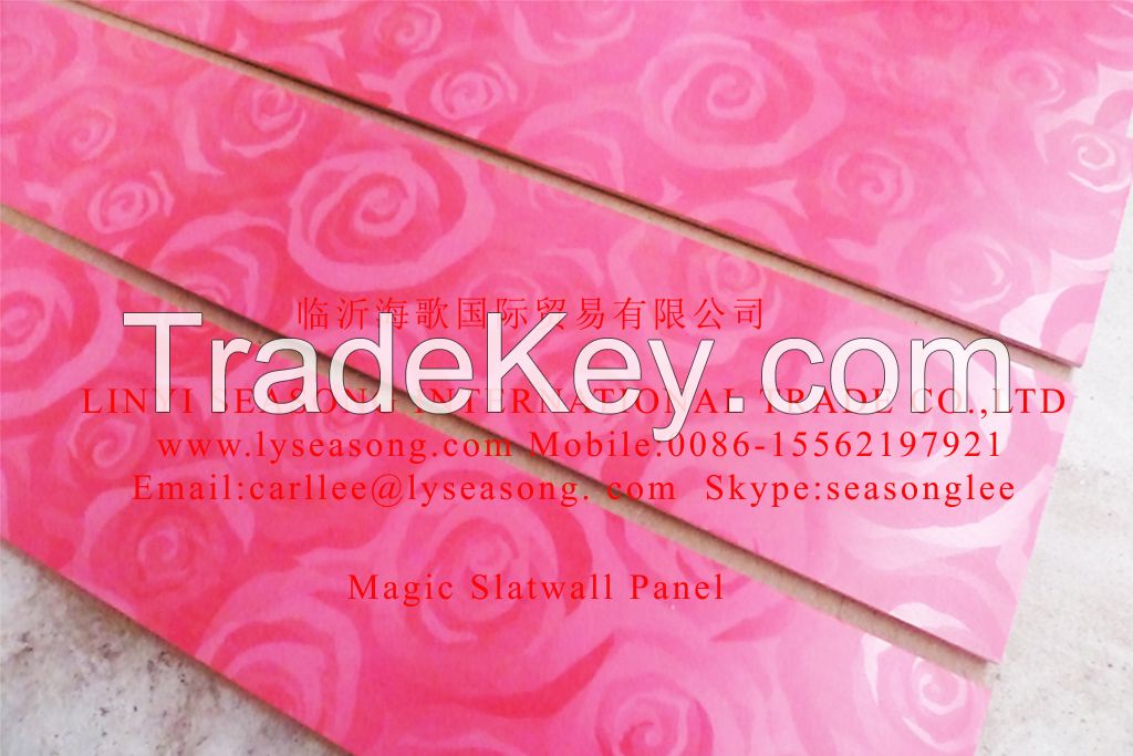 1220*2440mm 15-18mm magic(wave,rose) mdf slatwall panel
