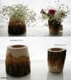 wood candle holder with bark