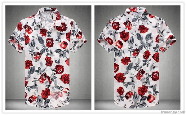 high quality printing hawaiian style design model men shirts/man shirt, mens casual shirt 2014 new style