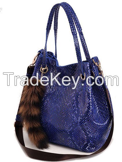 Snake print leather tote bag business bag shoulder bag 