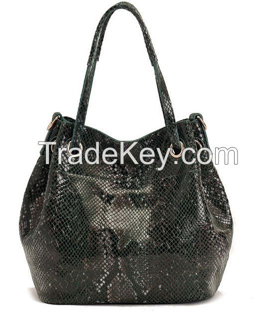 Snake print leather tote bag business bag shoulder bag 