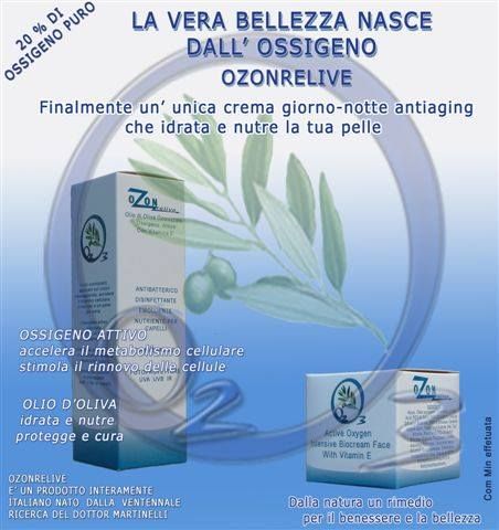 intensive biO cream with Oxygen-OzOne, vitamin e and  marine cOllagen The face bio cream is produced with a 20% of ozonized olive oil,and this represents its main healing strenght.Thanks to it,in  deed,milions of oxygen molecules come being released insid