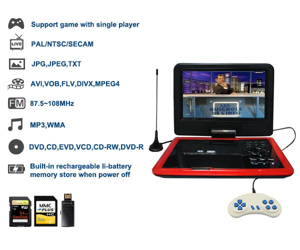 wholesales factory portable dvd with battery