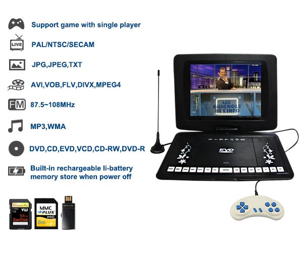 wholesales cheap 3D portable dvd with TV function